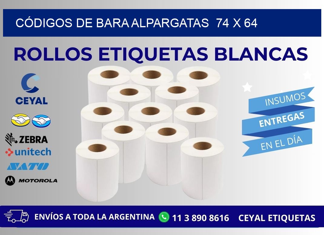 CÓDIGOS DE BARA ALPARGATAS  74 x 64
