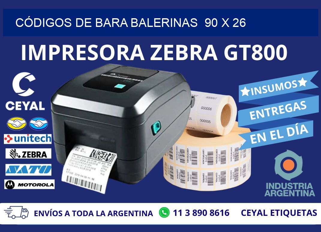 CÓDIGOS DE BARA BALERINAS  90 x 26