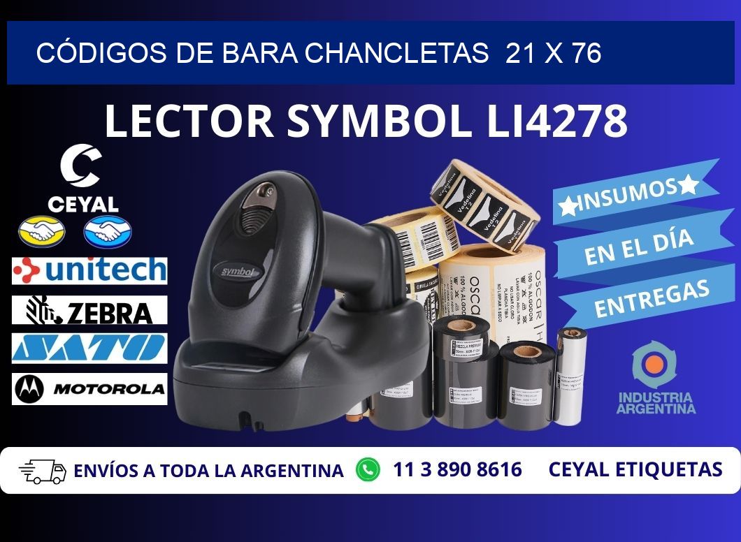 CÓDIGOS DE BARA CHANCLETAS  21 x 76
