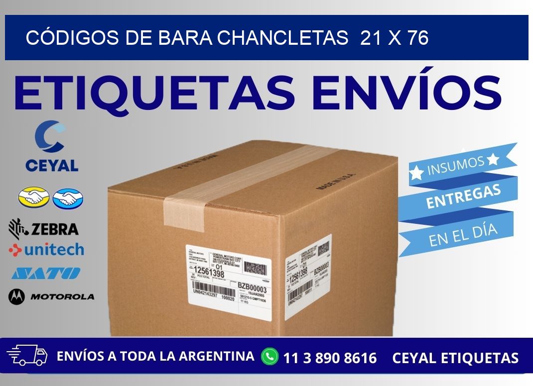 CÓDIGOS DE BARA CHANCLETAS  21 x 76