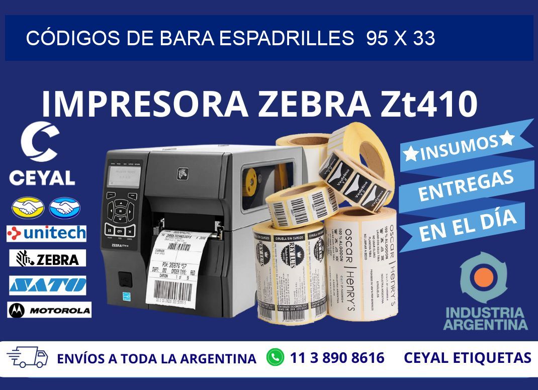 CÓDIGOS DE BARA ESPADRILLES  95 x 33