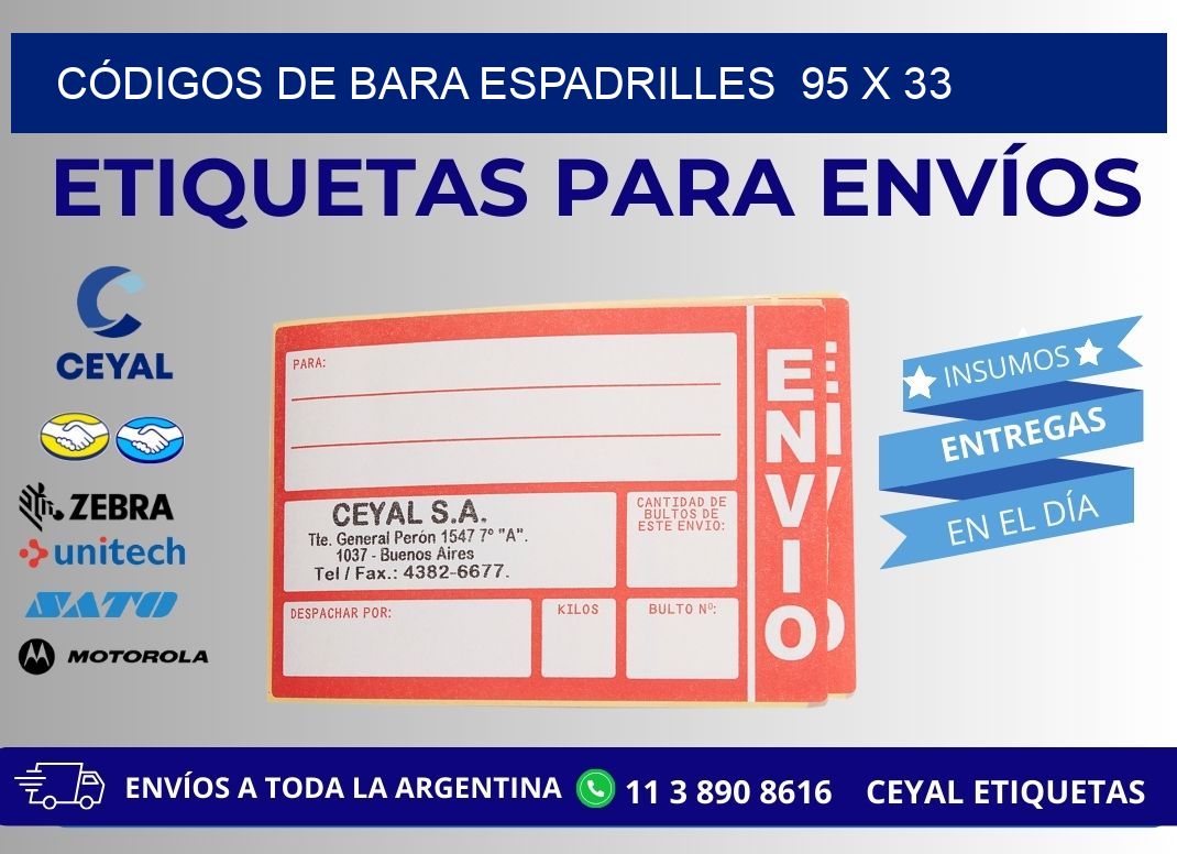 CÓDIGOS DE BARA ESPADRILLES  95 x 33