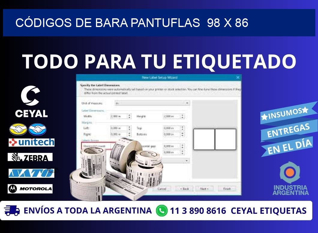 CÓDIGOS DE BARA PANTUFLAS  98 x 86
