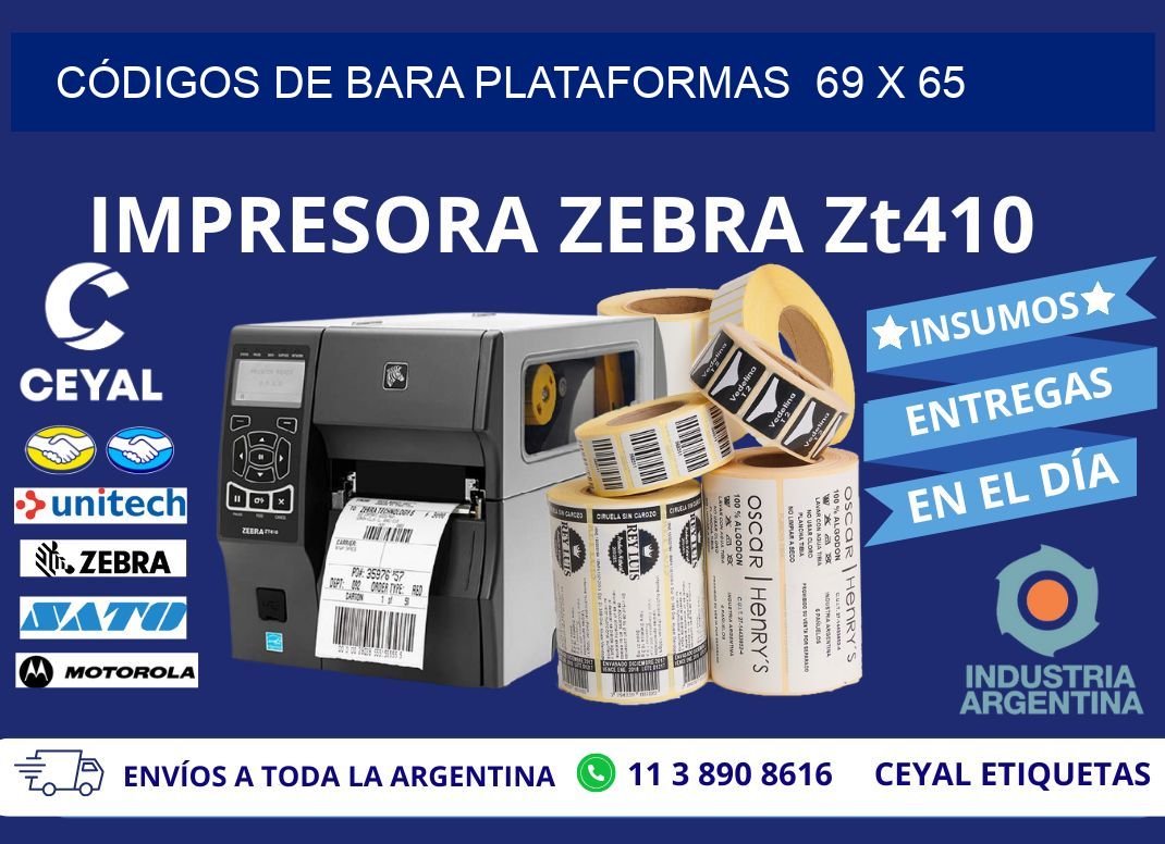 CÓDIGOS DE BARA PLATAFORMAS  69 x 65