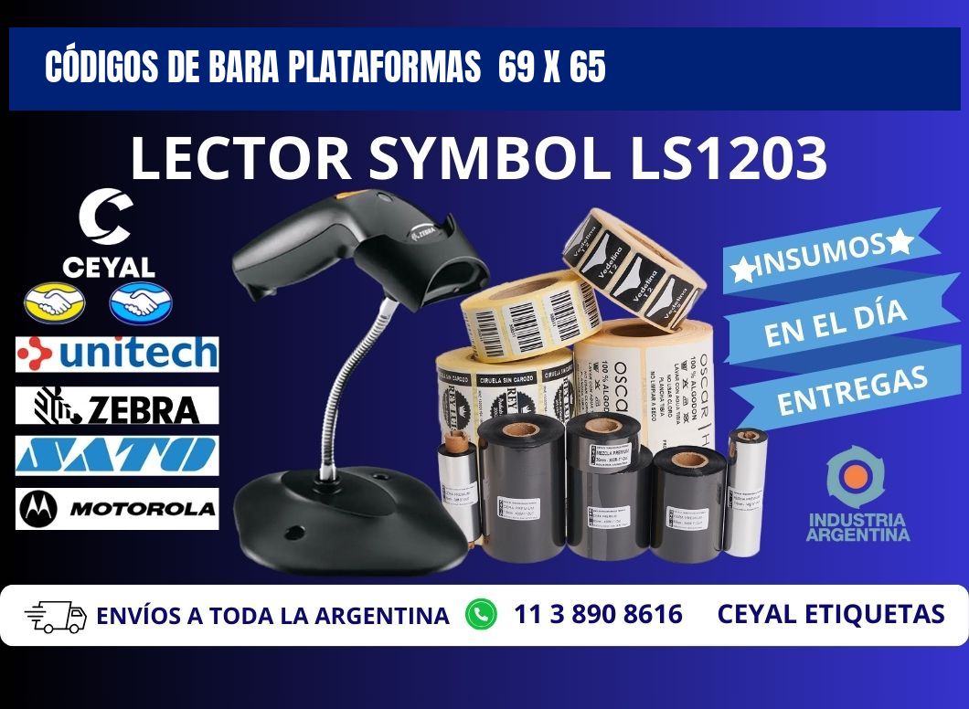 CÓDIGOS DE BARA PLATAFORMAS  69 x 65
