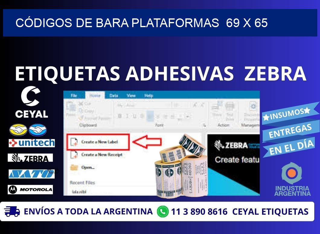 CÓDIGOS DE BARA PLATAFORMAS  69 x 65