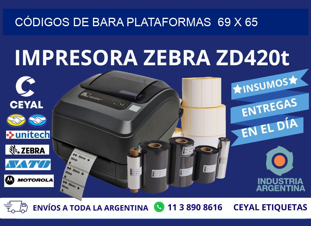 CÓDIGOS DE BARA PLATAFORMAS  69 x 65