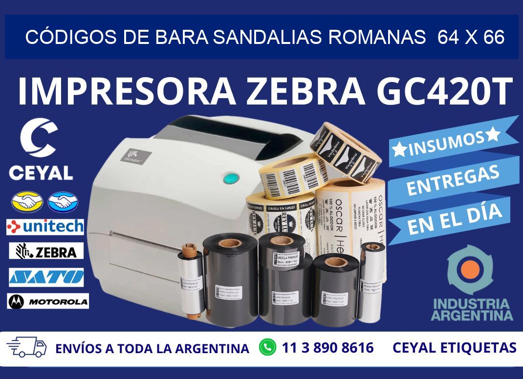 CÓDIGOS DE BARA SANDALIAS ROMANAS  64 x 66