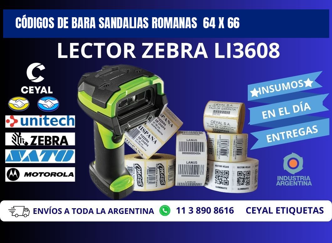 CÓDIGOS DE BARA SANDALIAS ROMANAS  64 x 66