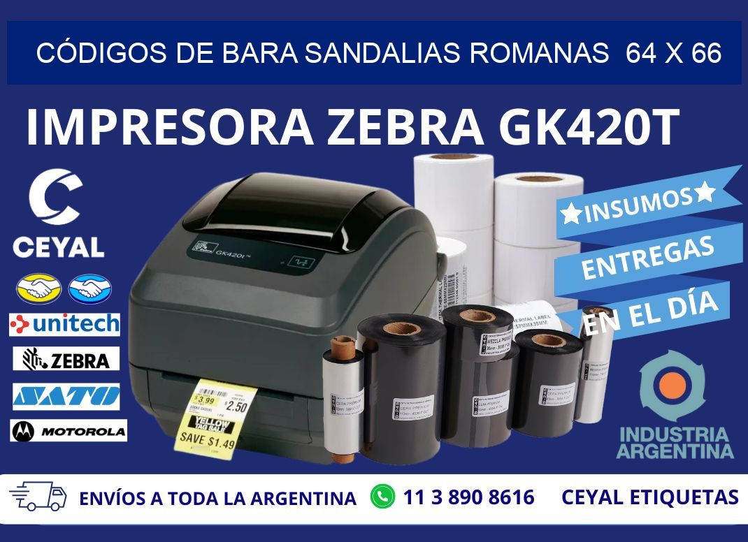 CÓDIGOS DE BARA SANDALIAS ROMANAS  64 x 66