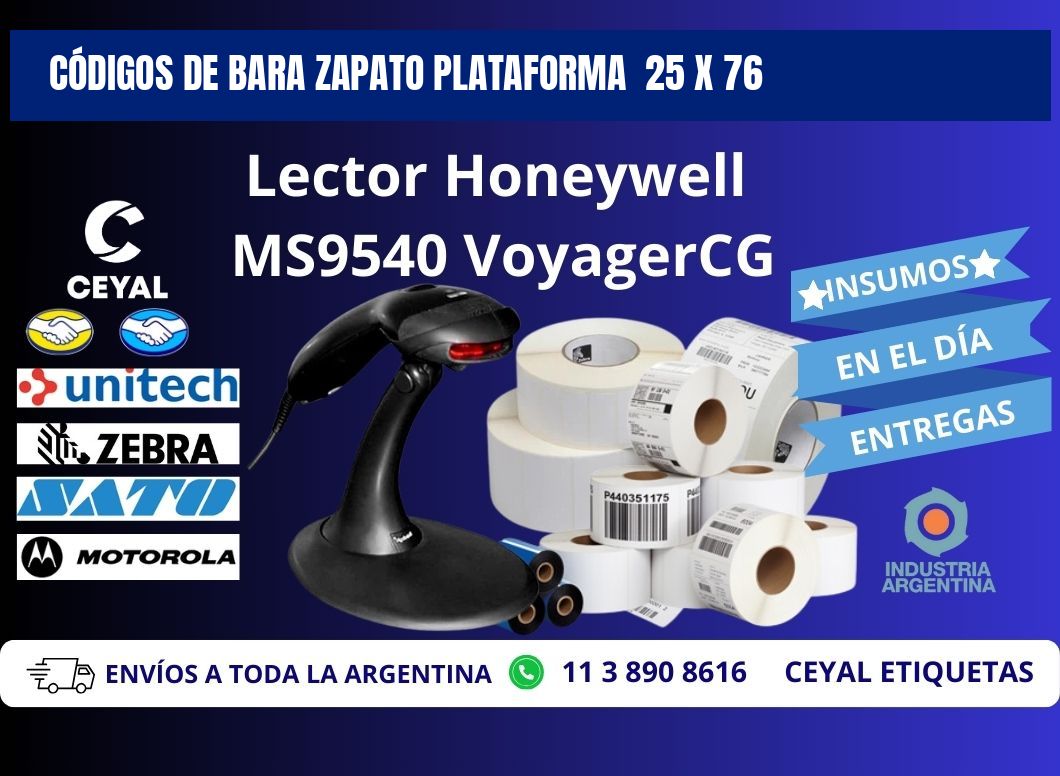 CÓDIGOS DE BARA ZAPATO PLATAFORMA  25 x 76