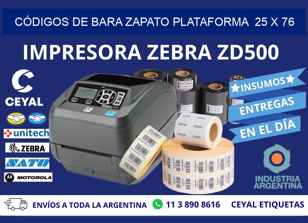 CÓDIGOS DE BARA ZAPATO PLATAFORMA  25 x 76