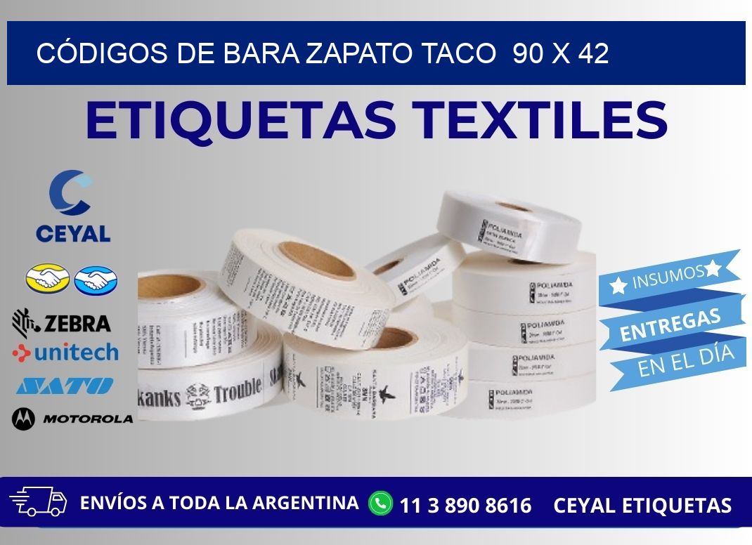 CÓDIGOS DE BARA ZAPATO TACO  90 x 42