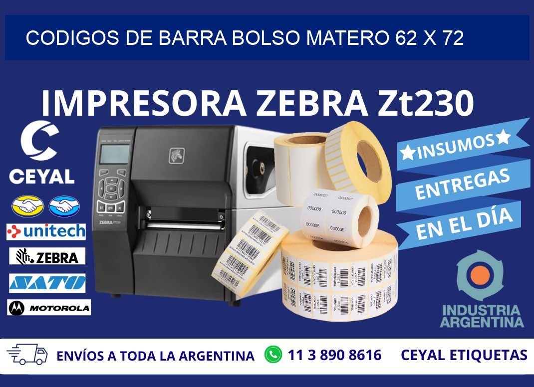 CODIGOS DE BARRA BOLSO MATERO 62 x 72