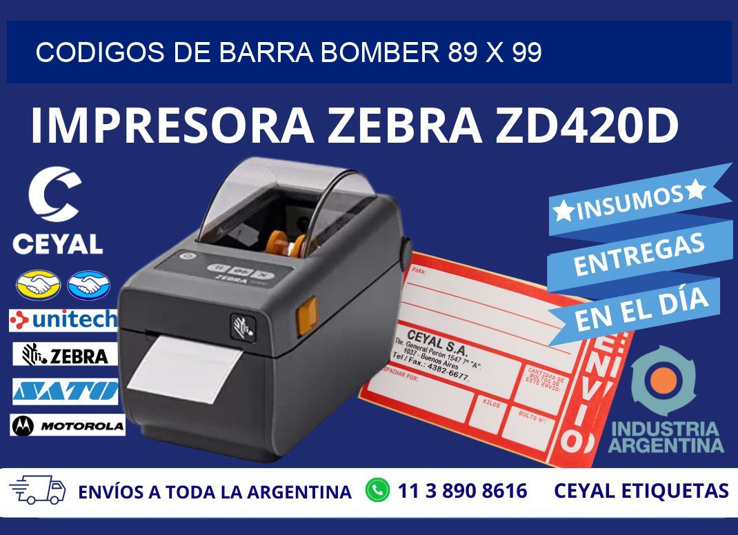 CODIGOS DE BARRA BOMBER 89 x 99