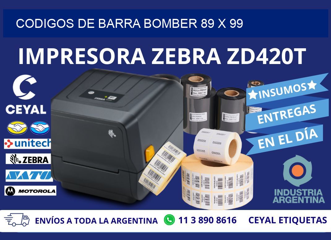 CODIGOS DE BARRA BOMBER 89 x 99