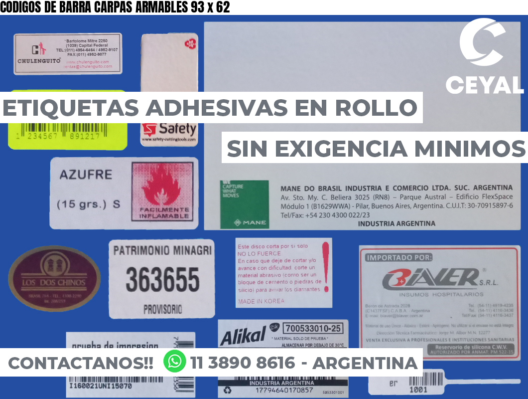 CODIGOS DE BARRA CARPAS ARMABLES 93 x 62