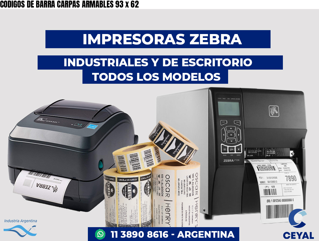 CODIGOS DE BARRA CARPAS ARMABLES 93 x 62