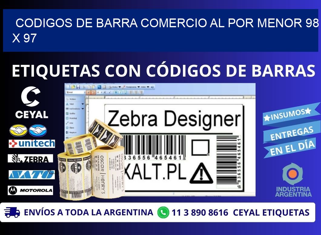 CODIGOS DE BARRA COMERCIO AL POR MENOR 98 x 97