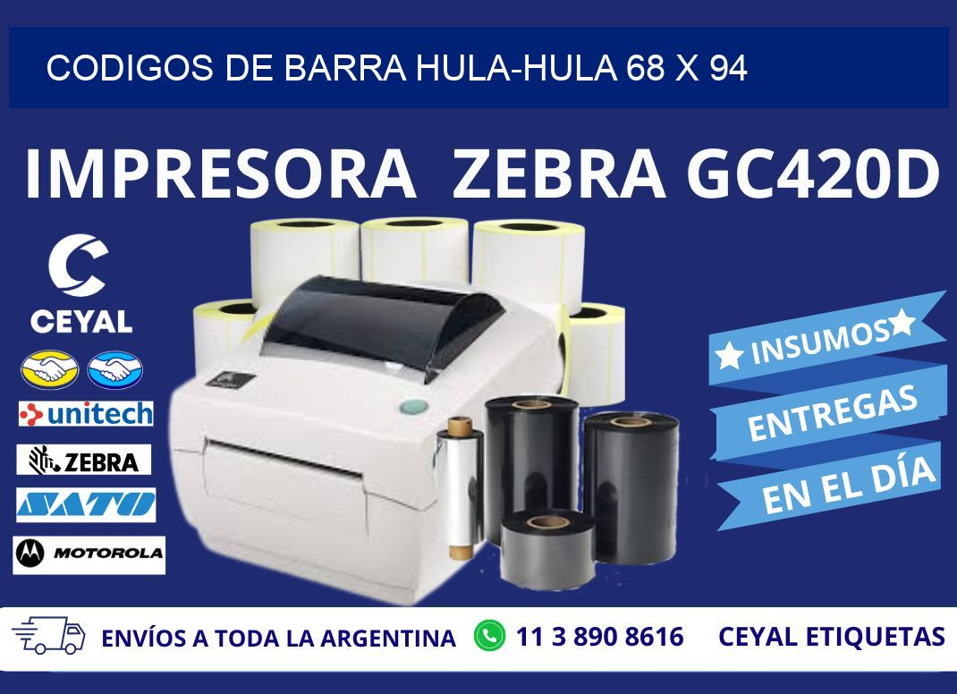 CODIGOS DE BARRA HULA-HULA 68 x 94