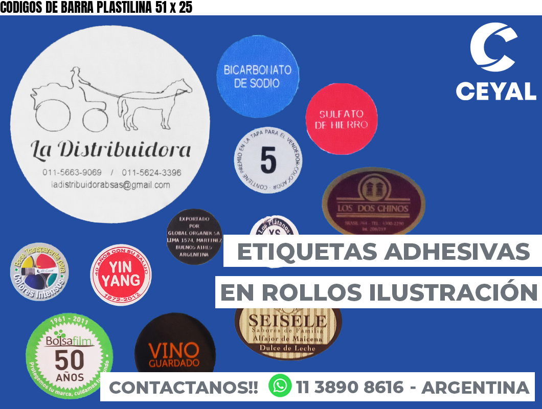 CODIGOS DE BARRA PLASTILINA 51 x 25