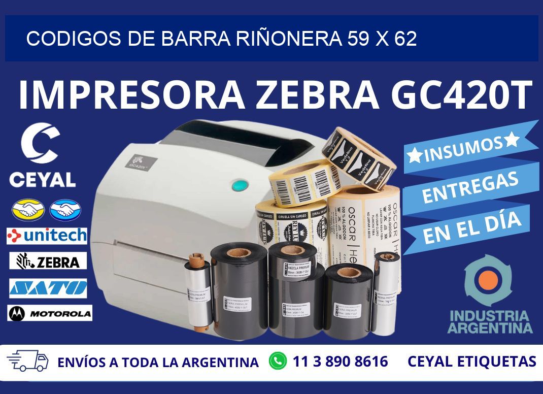 CODIGOS DE BARRA RIÑONERA 59 x 62