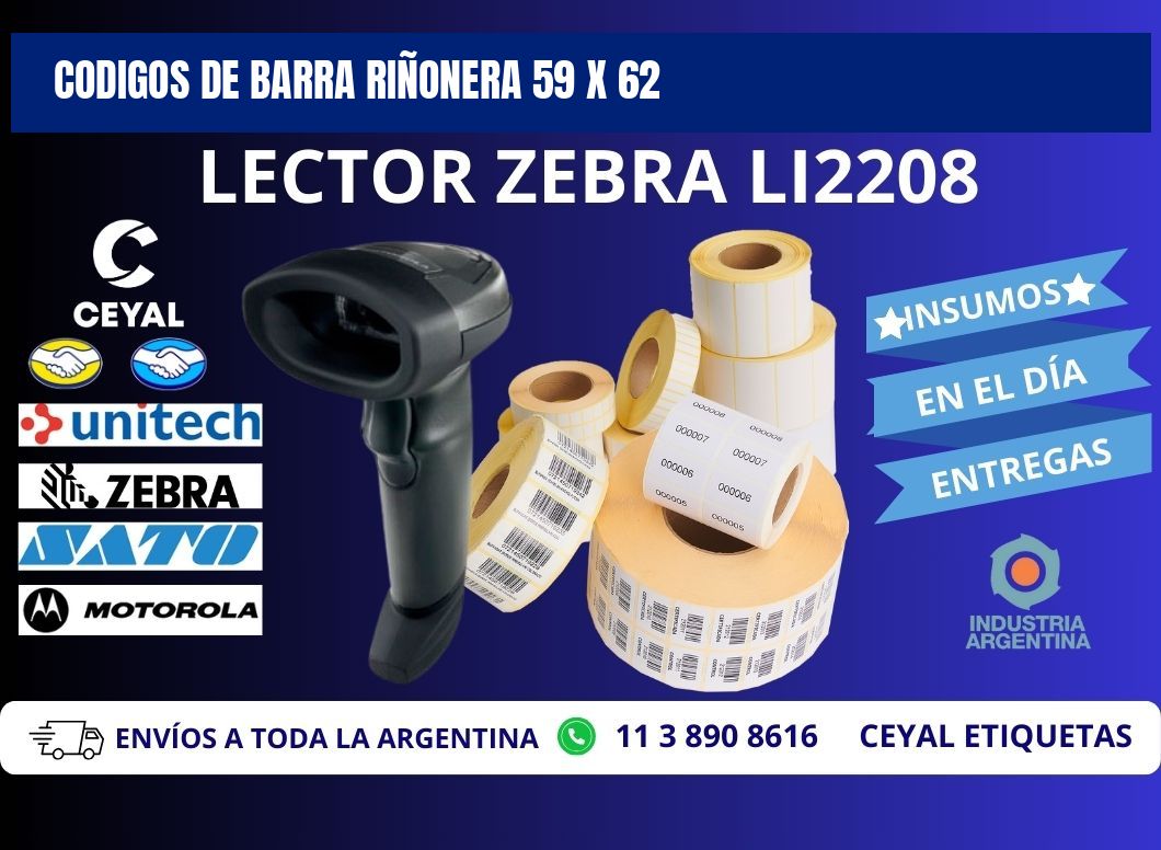 CODIGOS DE BARRA RIÑONERA 59 x 62