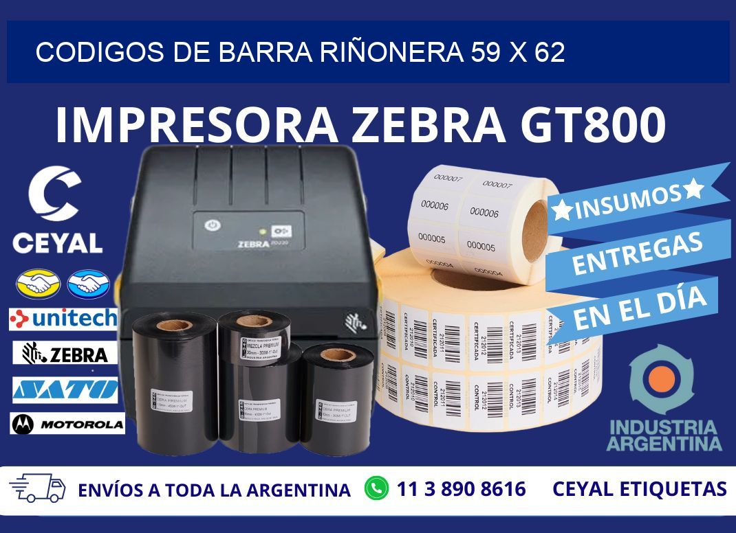 CODIGOS DE BARRA RIÑONERA 59 x 62