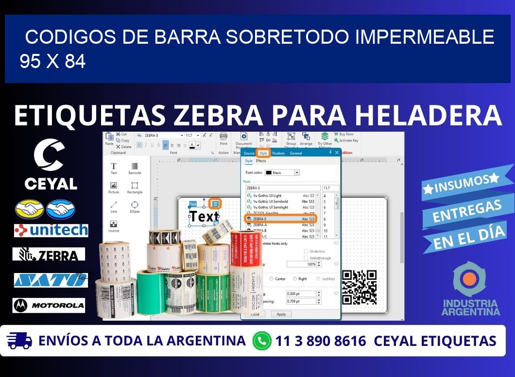 CODIGOS DE BARRA SOBRETODO IMPERMEABLE 95 x 84