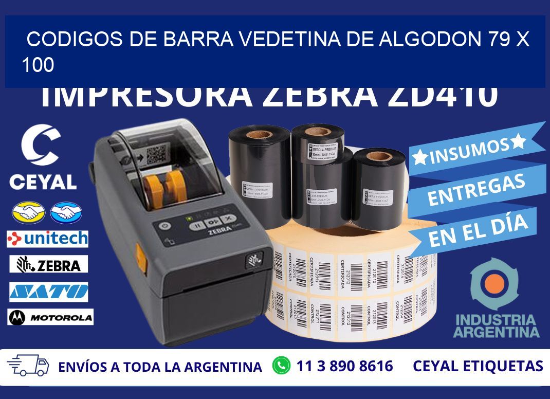 CODIGOS DE BARRA VEDETINA DE ALGODON 79 x 100