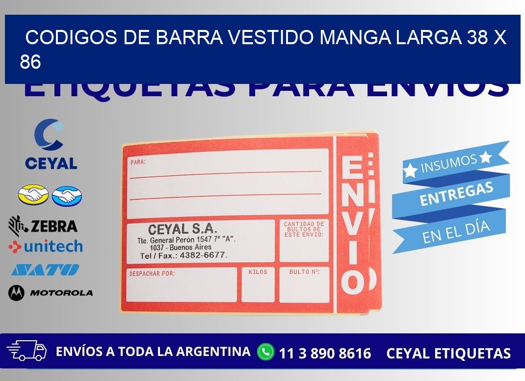 CODIGOS DE BARRA VESTIDO MANGA LARGA 38 x 86
