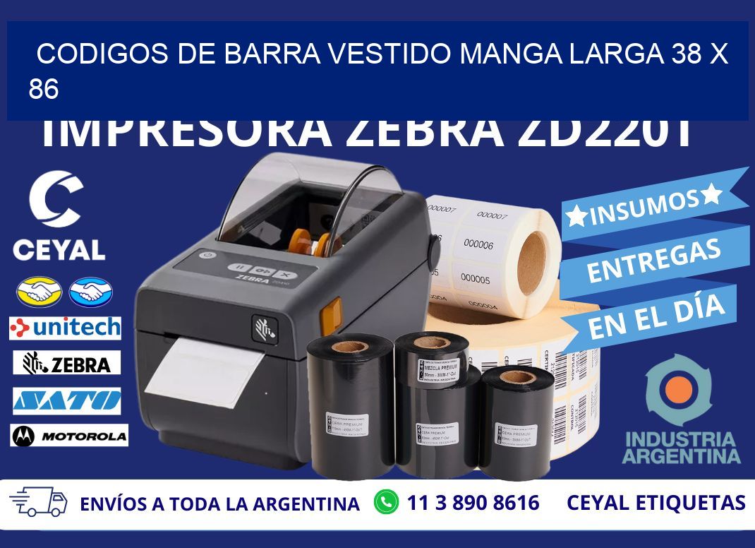 CODIGOS DE BARRA VESTIDO MANGA LARGA 38 x 86