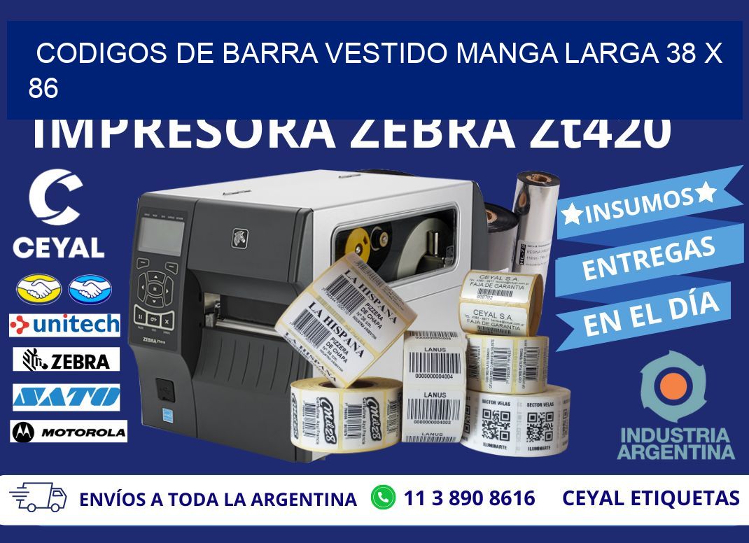 CODIGOS DE BARRA VESTIDO MANGA LARGA 38 x 86