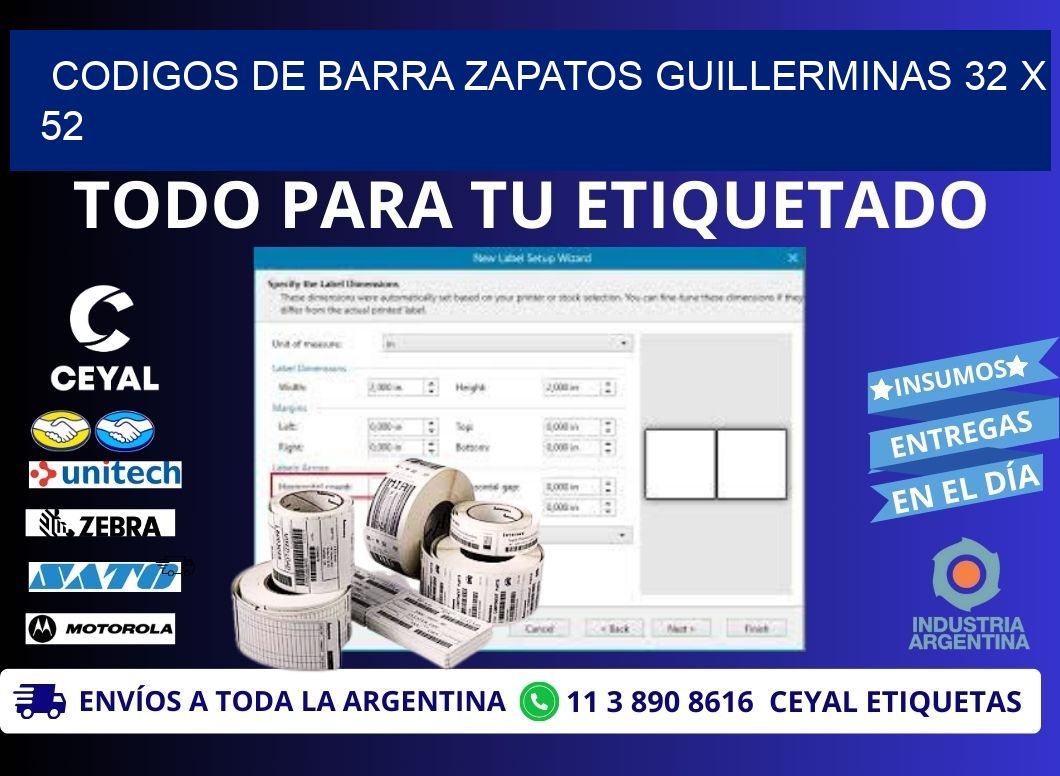 CODIGOS DE BARRA ZAPATOS GUILLERMINAS 32 x 52