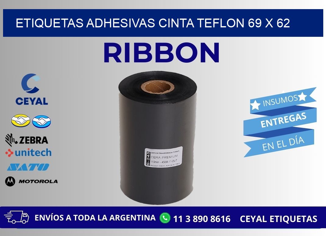 ETIQUETAS ADHESIVAS CINTA TEFLON 69 x 62