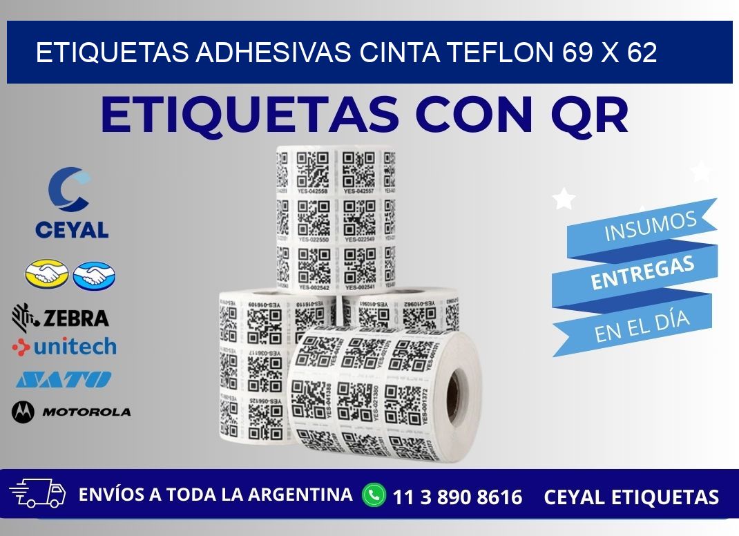 ETIQUETAS ADHESIVAS CINTA TEFLON 69 x 62