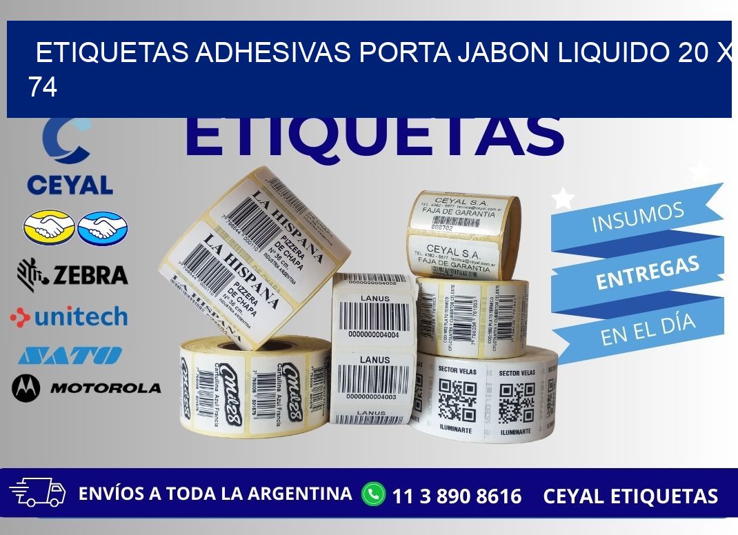 ETIQUETAS ADHESIVAS PORTA JABON LIQUIDO 20 x 74