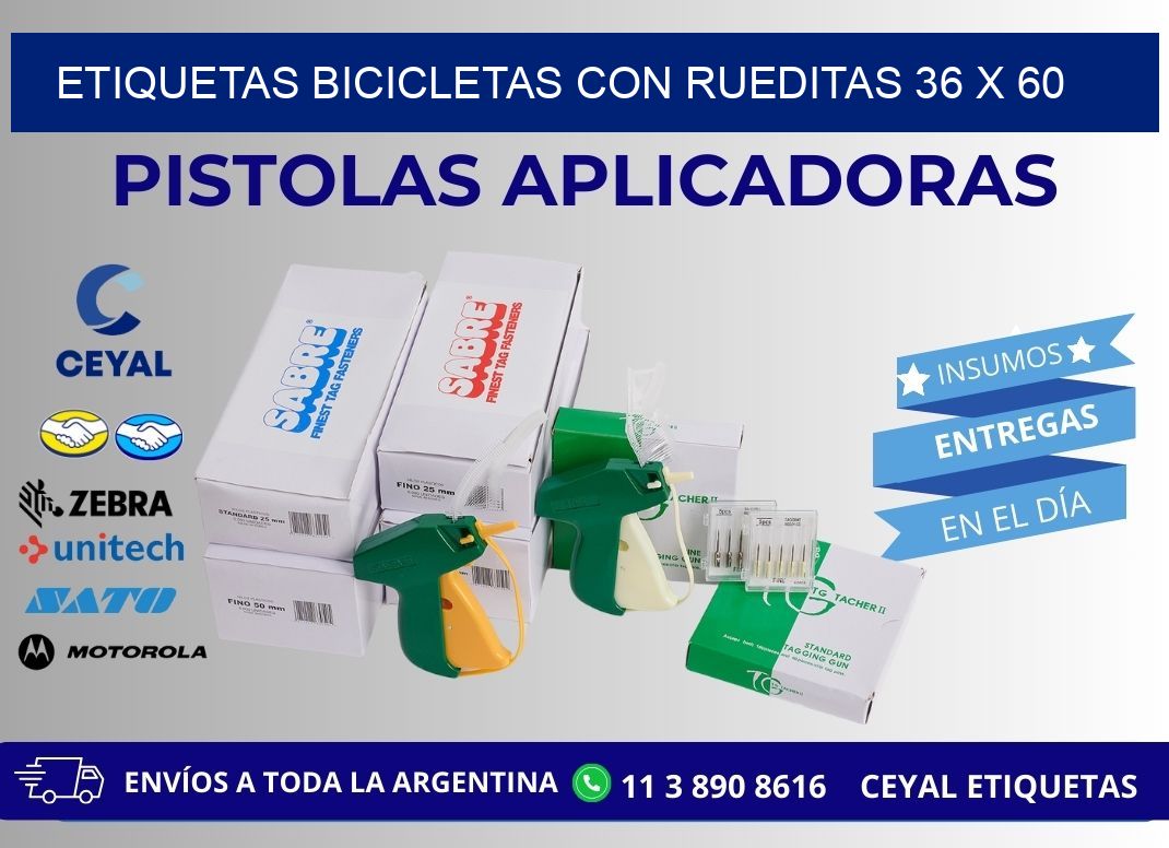 ETIQUETAS BICICLETAS CON RUEDITAS 36 x 60