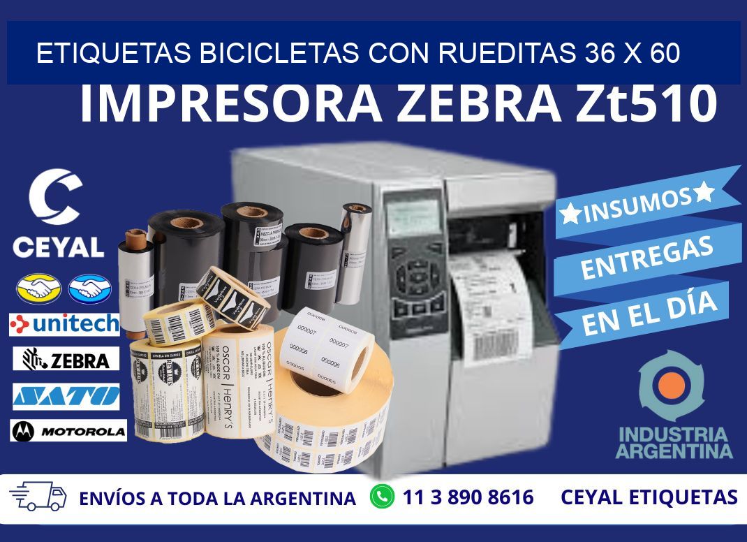 ETIQUETAS BICICLETAS CON RUEDITAS 36 x 60