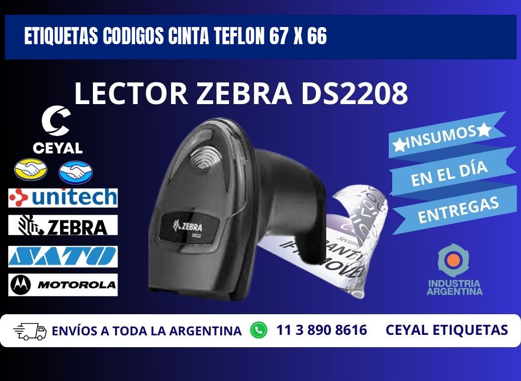 ETIQUETAS CODIGOS CINTA TEFLON 67 x 66