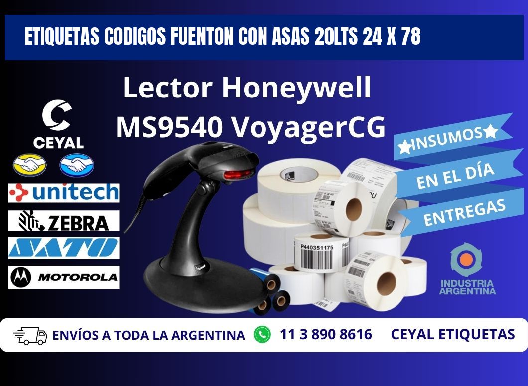 ETIQUETAS CODIGOS FUENTON CON ASAS 20LTS 24 x 78