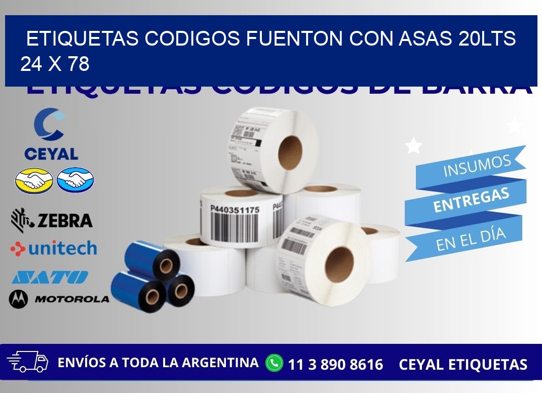 ETIQUETAS CODIGOS FUENTON CON ASAS 20LTS 24 x 78