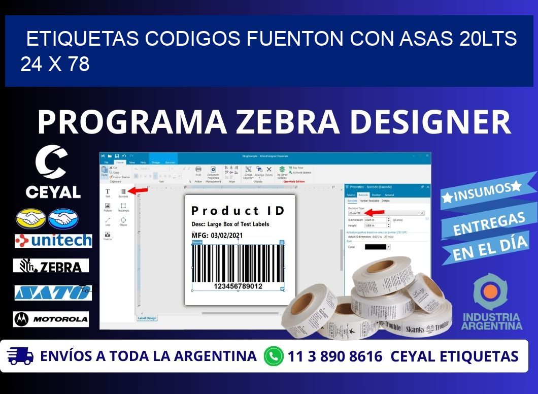 ETIQUETAS CODIGOS FUENTON CON ASAS 20LTS 24 x 78