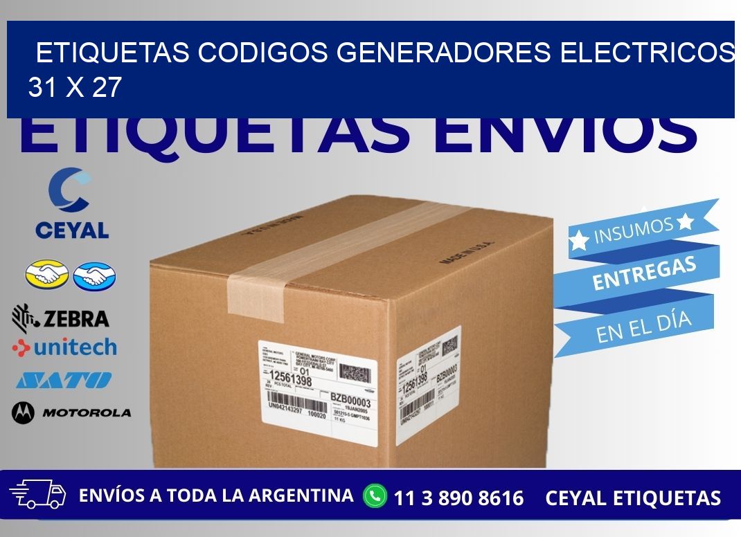 ETIQUETAS CODIGOS GENERADORES ELECTRICOS 31 x 27