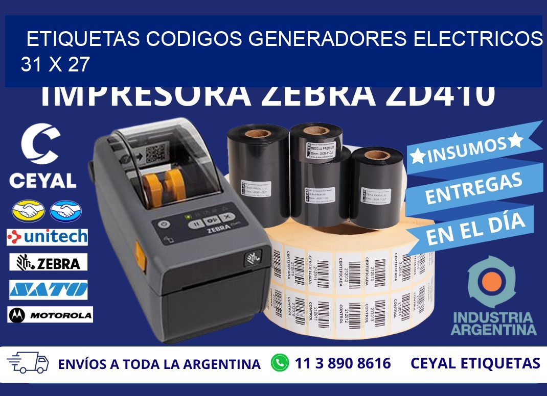 ETIQUETAS CODIGOS GENERADORES ELECTRICOS 31 x 27