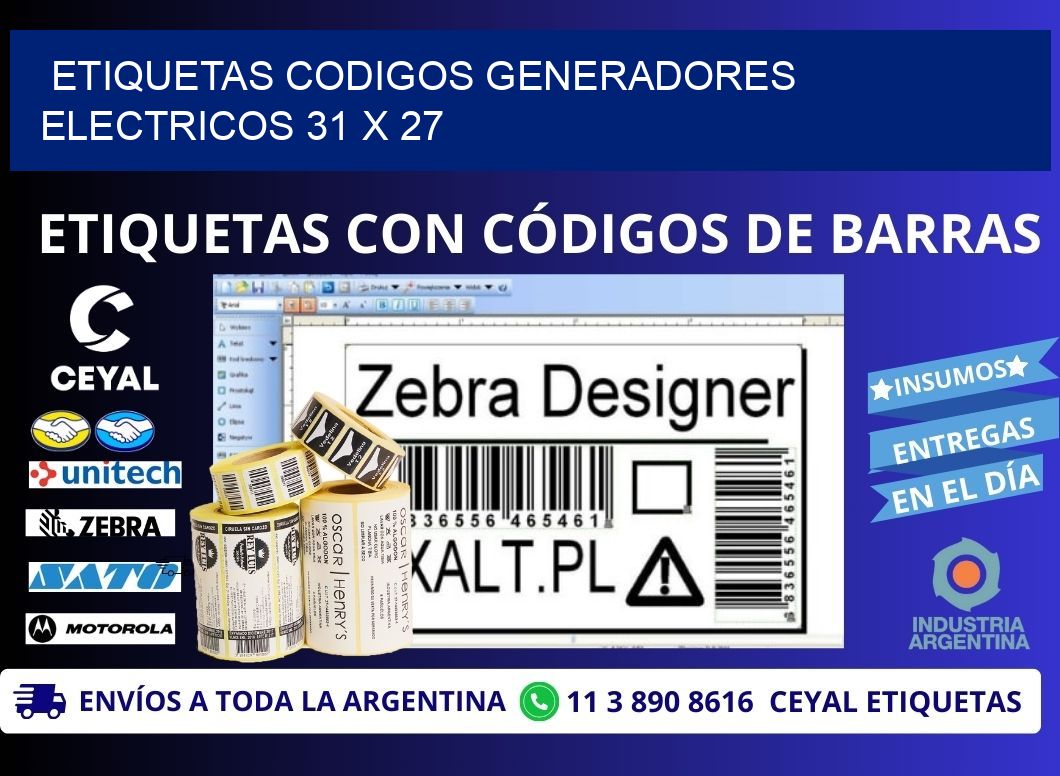 ETIQUETAS CODIGOS GENERADORES ELECTRICOS 31 x 27