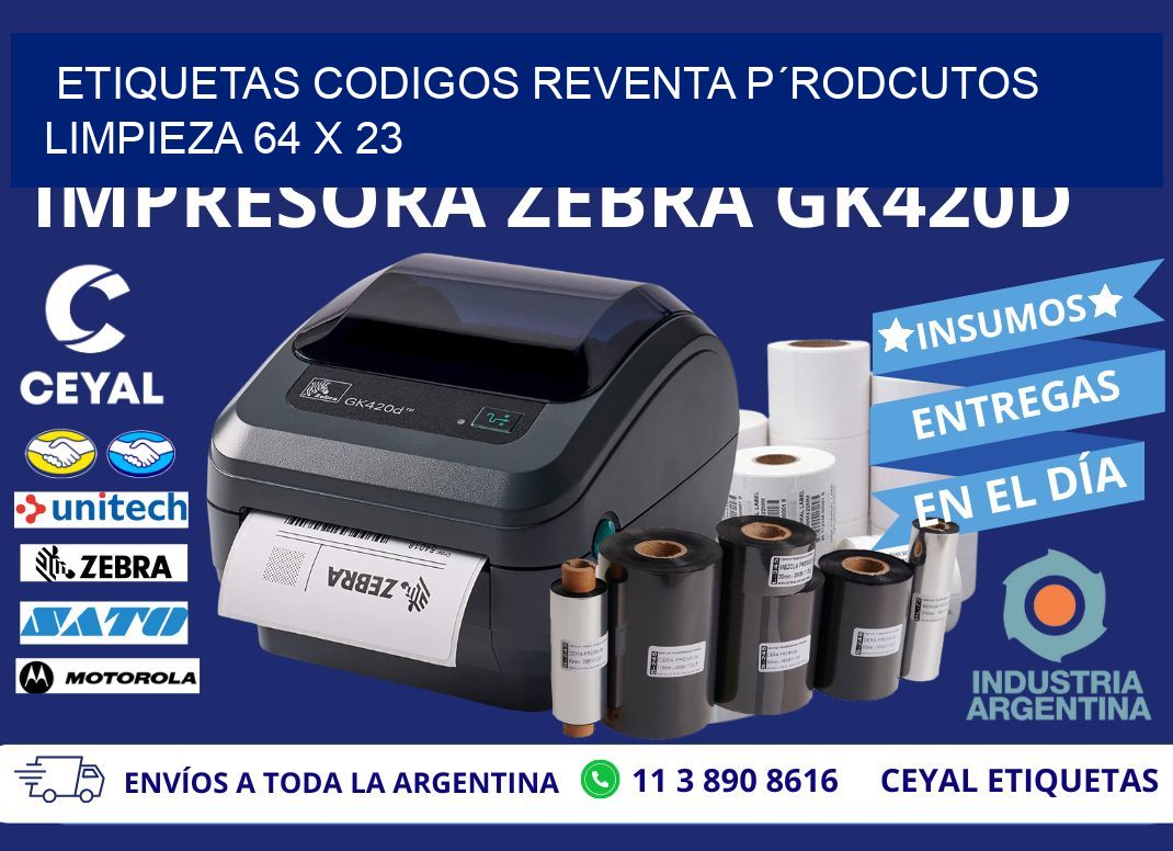 ETIQUETAS CODIGOS REVENTA P´RODCUTOS LIMPIEZA 64 x 23