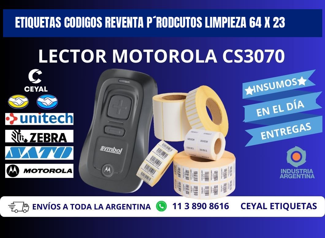 ETIQUETAS CODIGOS REVENTA P´RODCUTOS LIMPIEZA 64 x 23