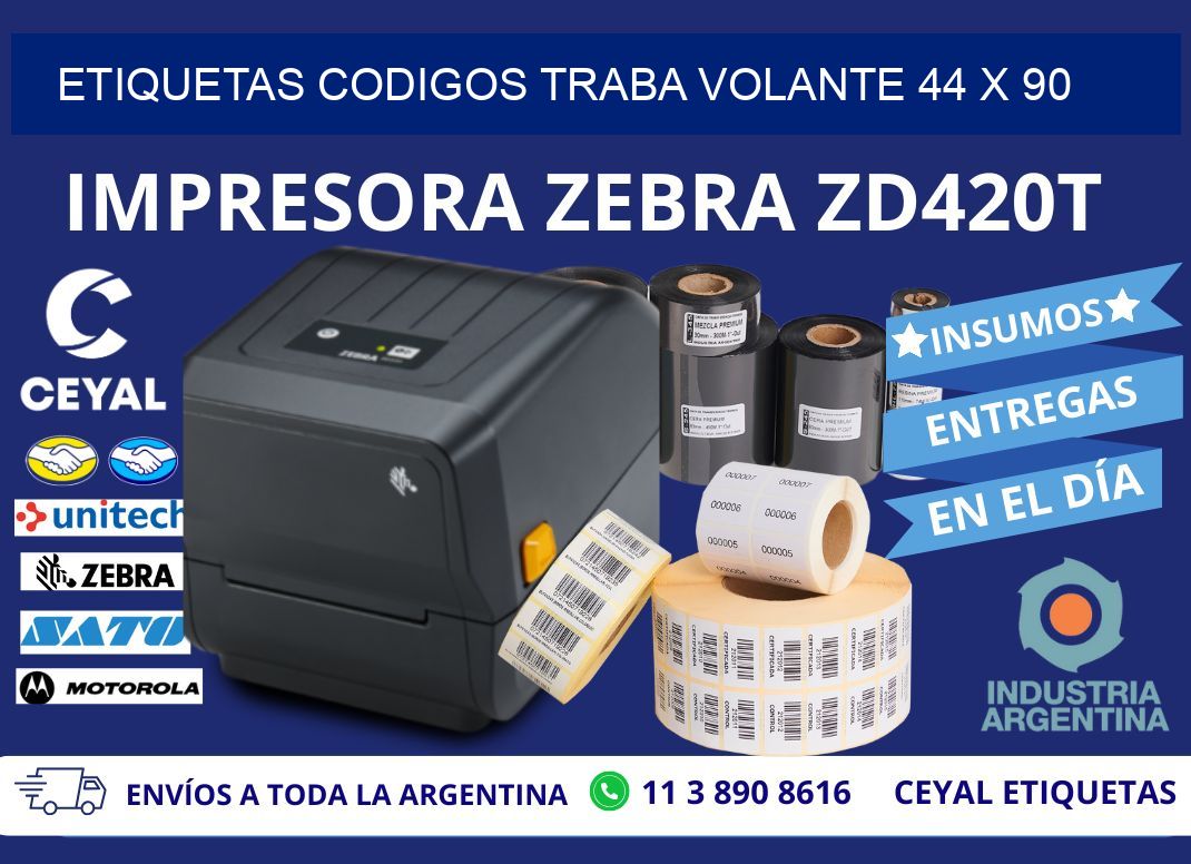 ETIQUETAS CODIGOS TRABA VOLANTE 44 x 90