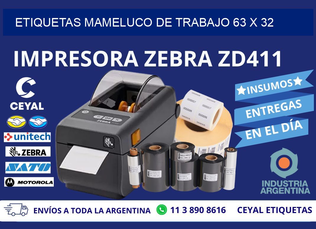 ETIQUETAS MAMELUCO DE TRABAJO 63 x 32
